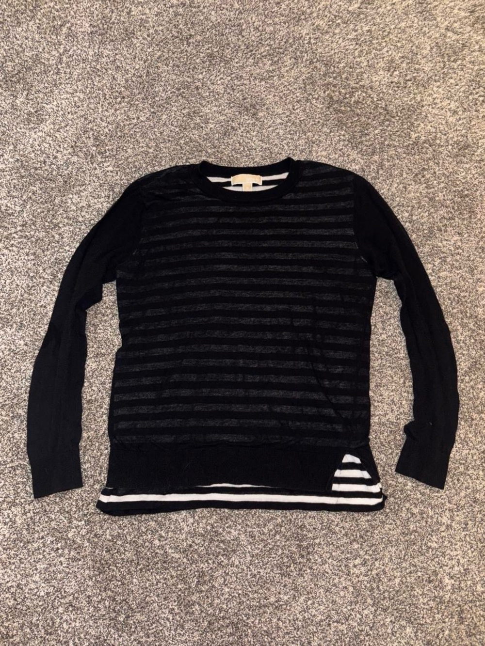 Michael Kors long sleeve top with black and white stripes